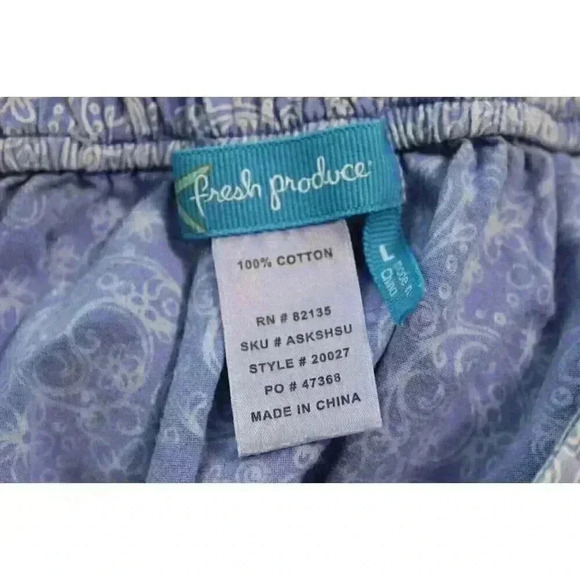 Fresh Produce Midi Skirt Size Large Periwinkle Paisley Floral 100% Cotton Resort - Picture 11 of 12
